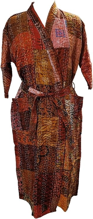 Vintage Silk Sari Kantha Kimono Robes Lover Recycled Dressing Gowns