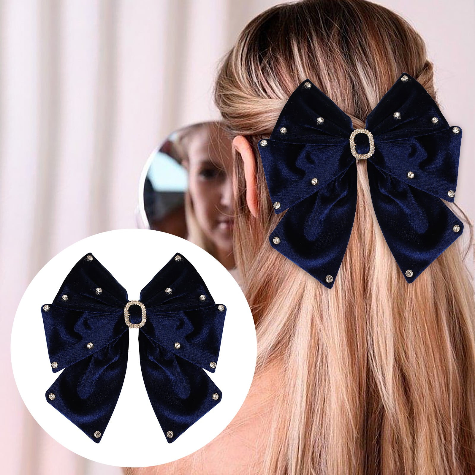 Wangjiaoid Hair Barrettes For Girls Metal Velvet Hairpin Back Bow Pearl