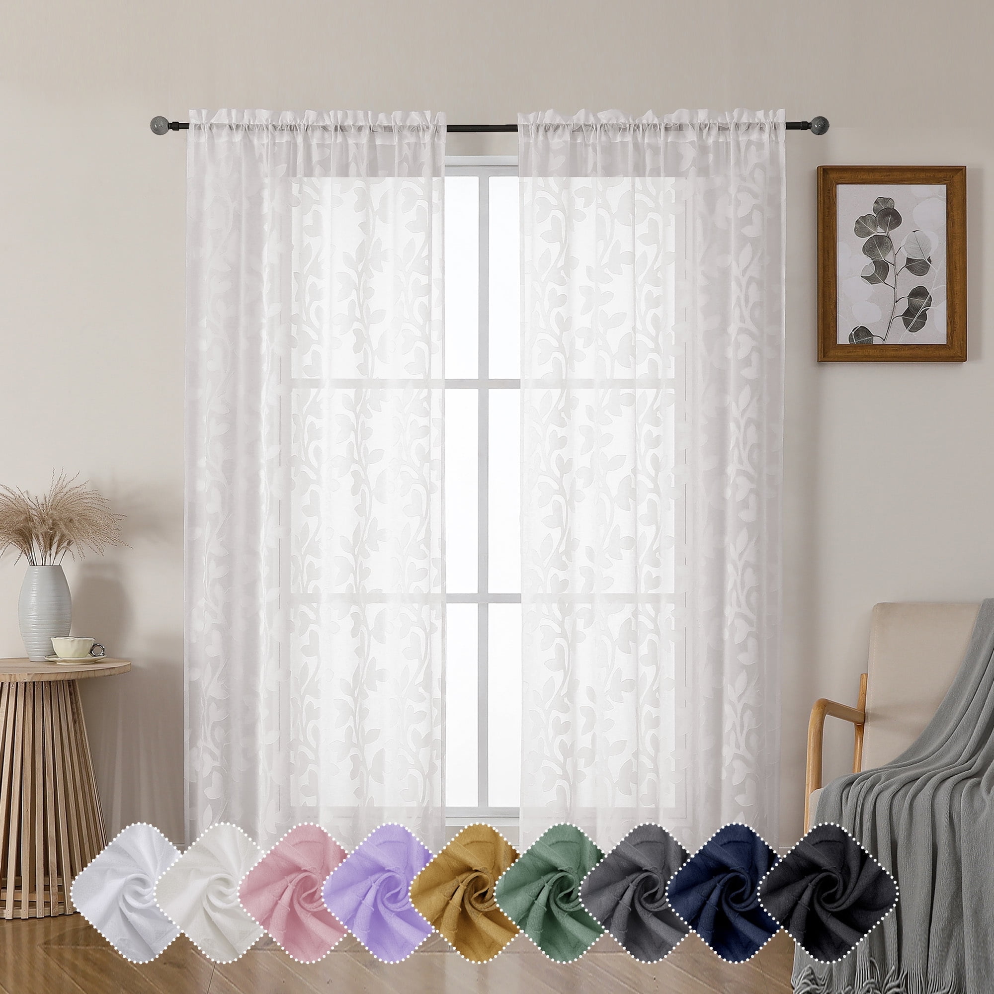 Ovzme Darla Light Filtering Natural Sheer Curtains Inches Long