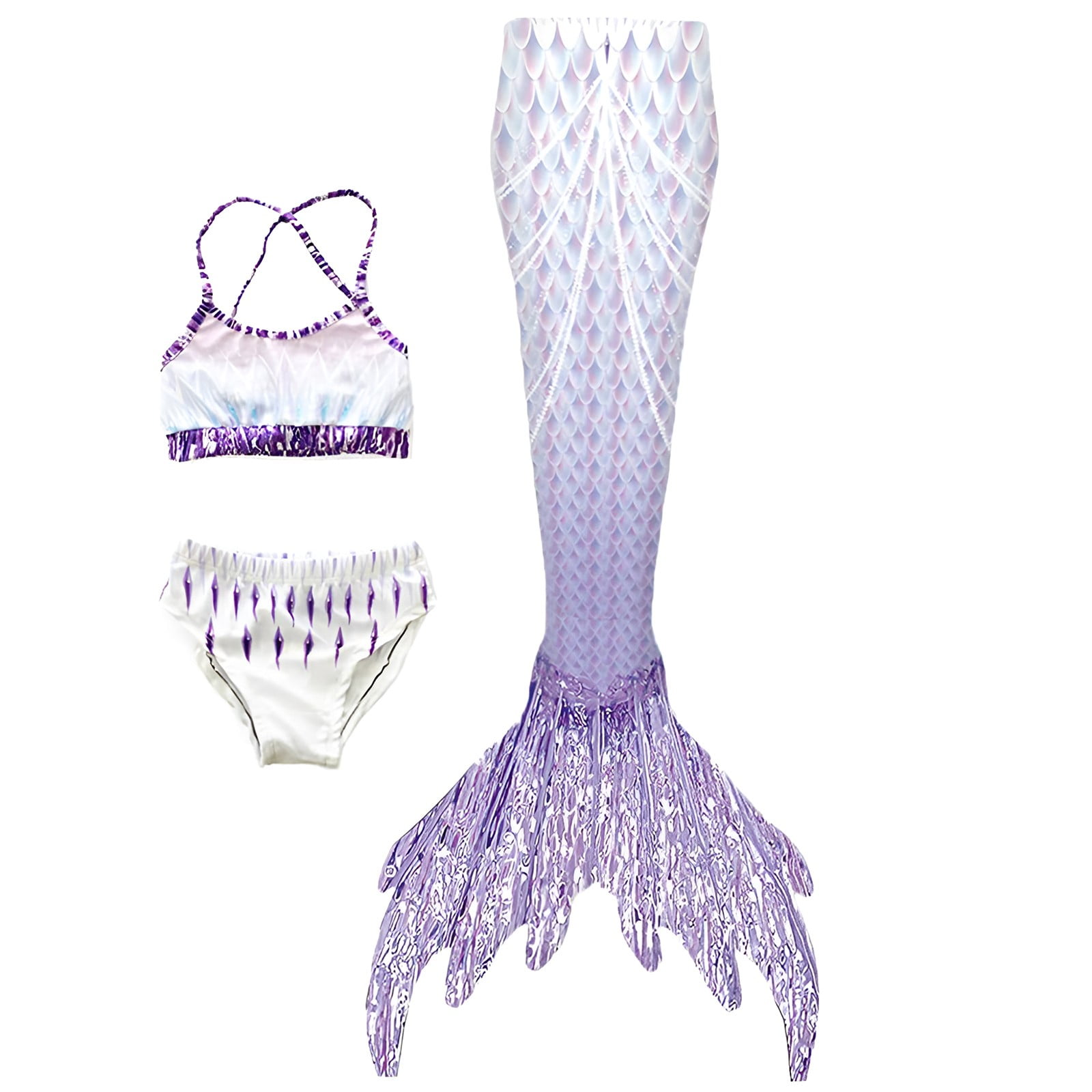 WOYY Girls Piece Swimsuit Ruffle Bikini Fish Tail Set UPF Bathing