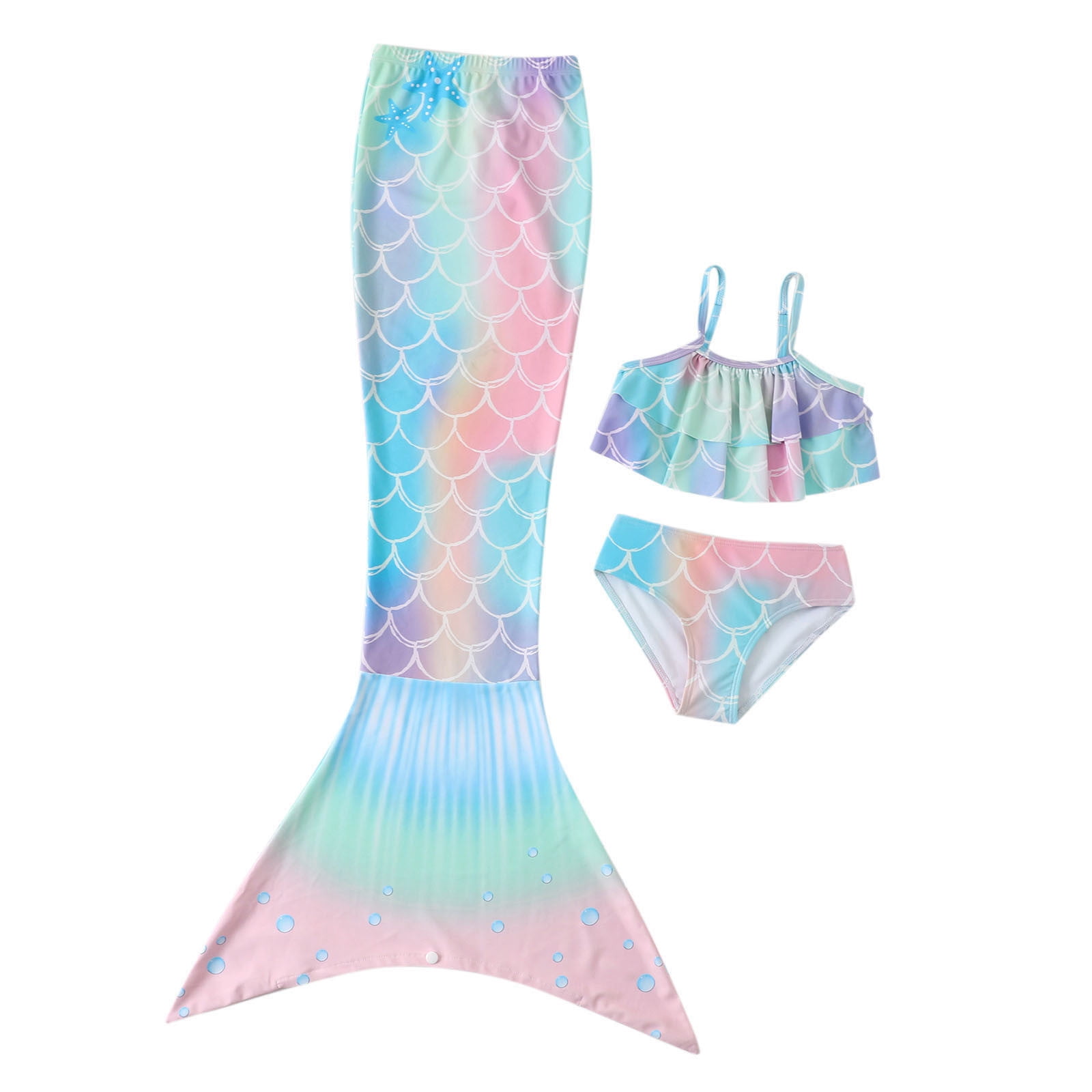WOYY Girls Piece Swimsuit Ruffle Bikini Fish Tail Set Swimwear