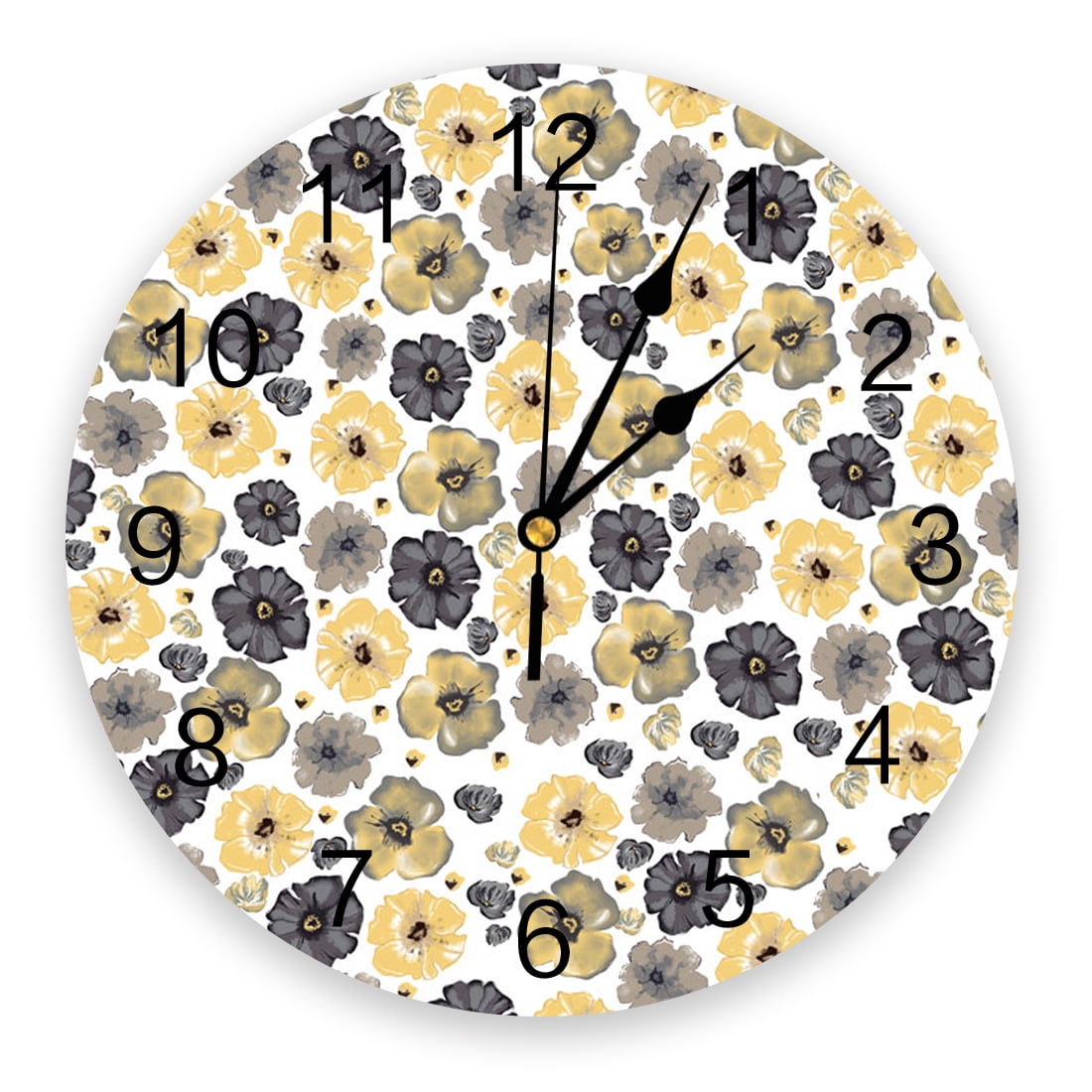 Watercolor Big Flower Wall Clock Bedroom Silent Wall Digital Clock