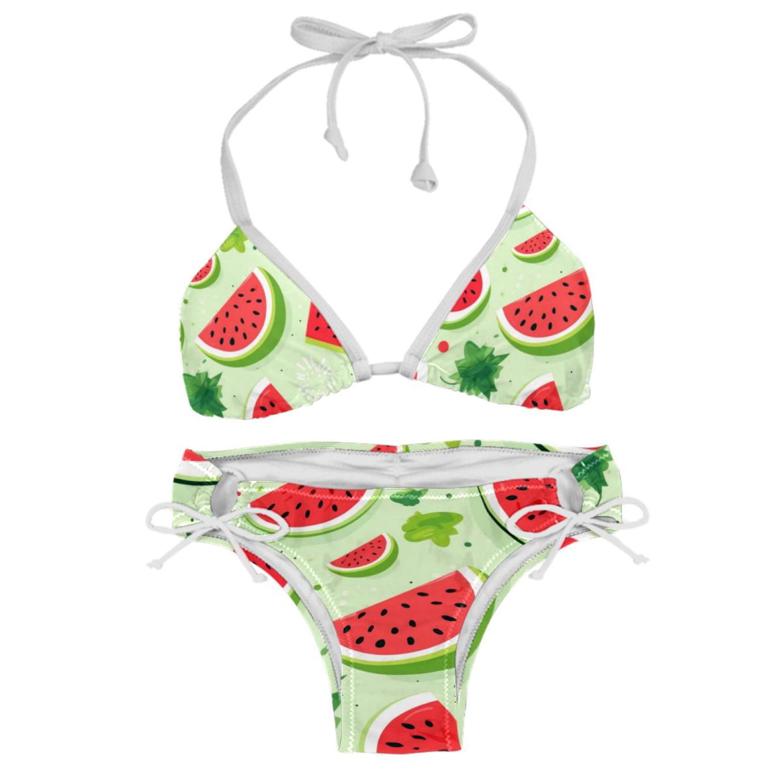Watermelon Adjustable Strap Detachable Sponge Bikini Set Two Pack