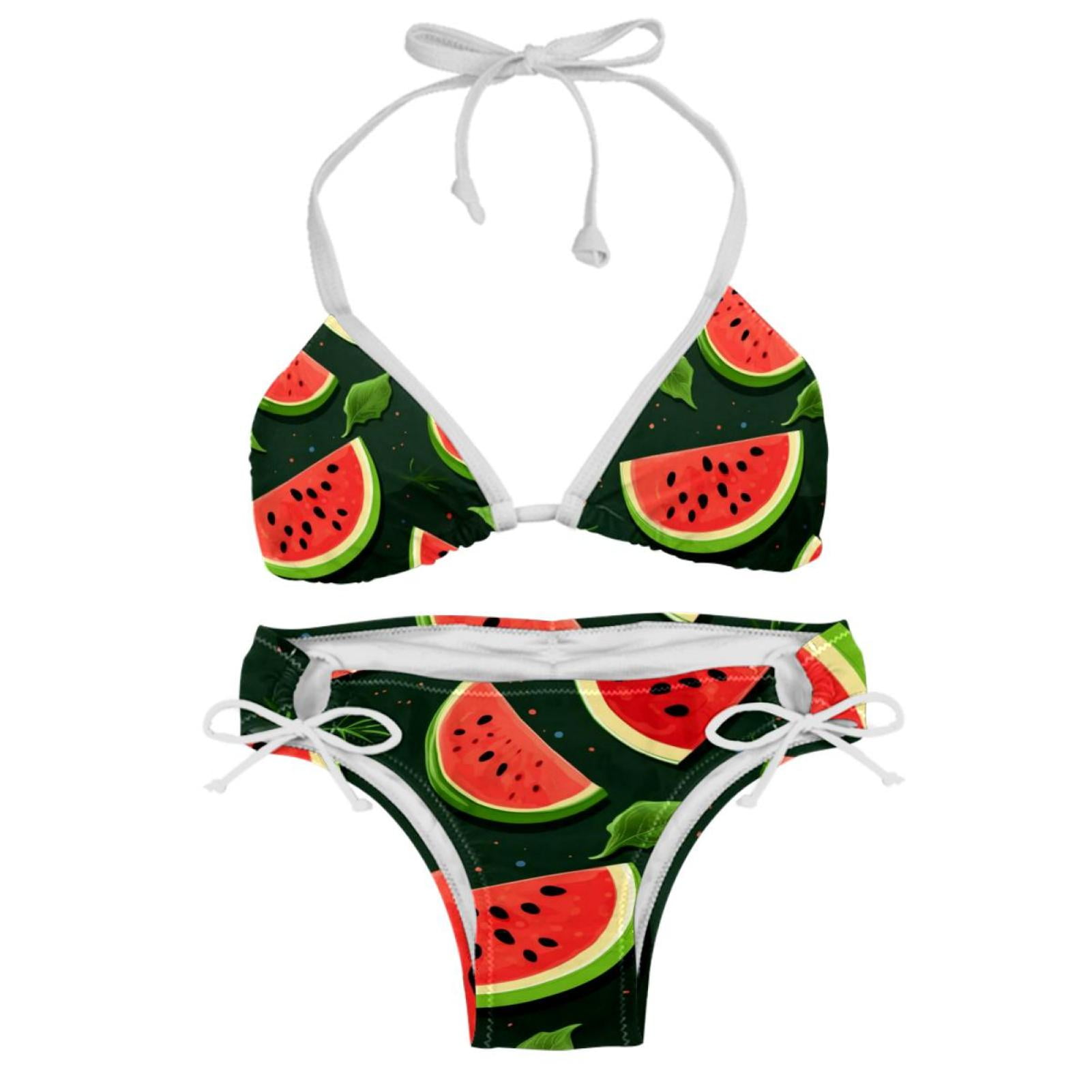 Watermelon Detachable Sponge Adjustable Strap Bikini Set Two Pack