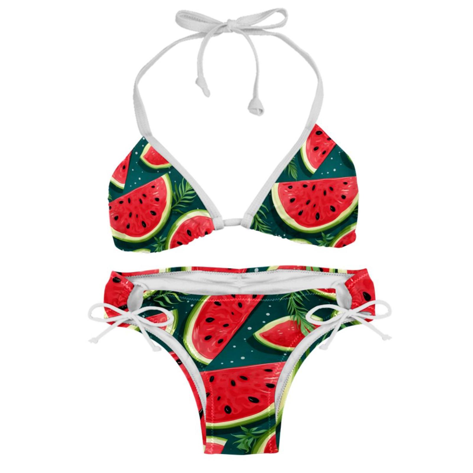 Watermelon Detachable Sponge Adjustable Strap Bikini Set Two Pack