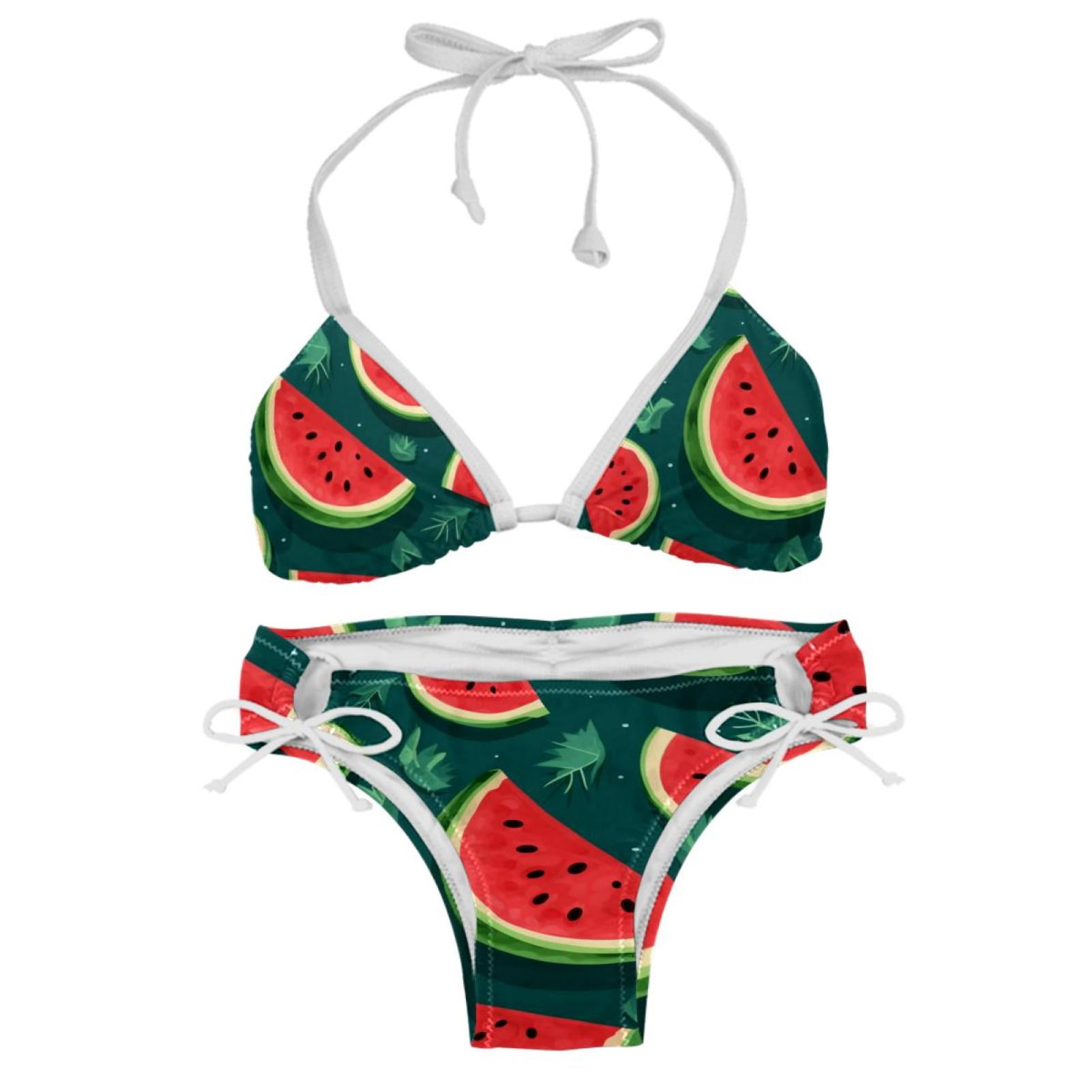 Watermelon Detachable Sponge Adjustable Strap Bikini Set Two Pack