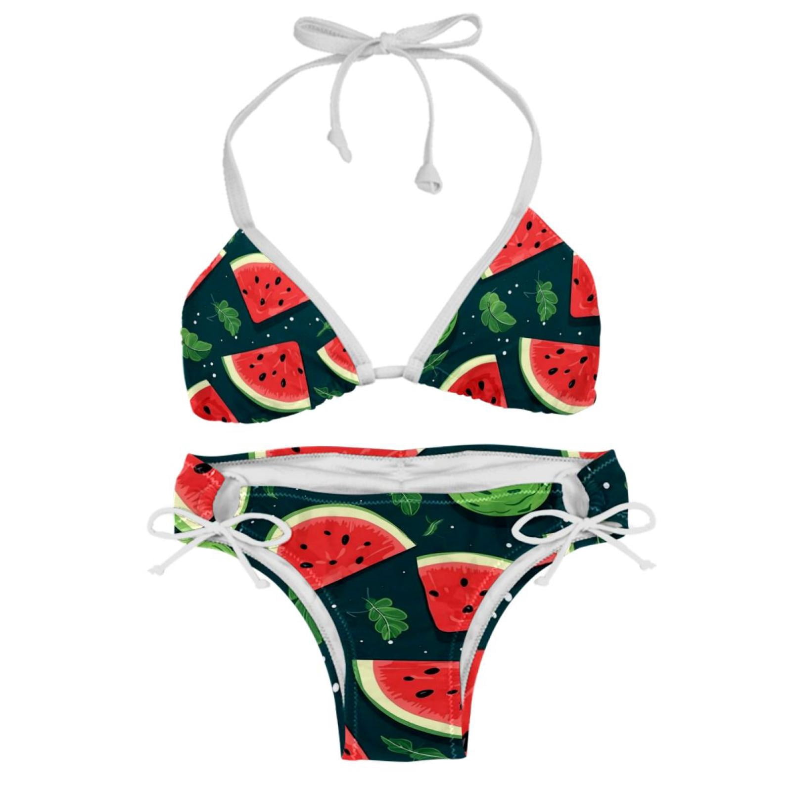 Watermelon Detachable Sponge Adjustable Strap Bikini Set Two Pack