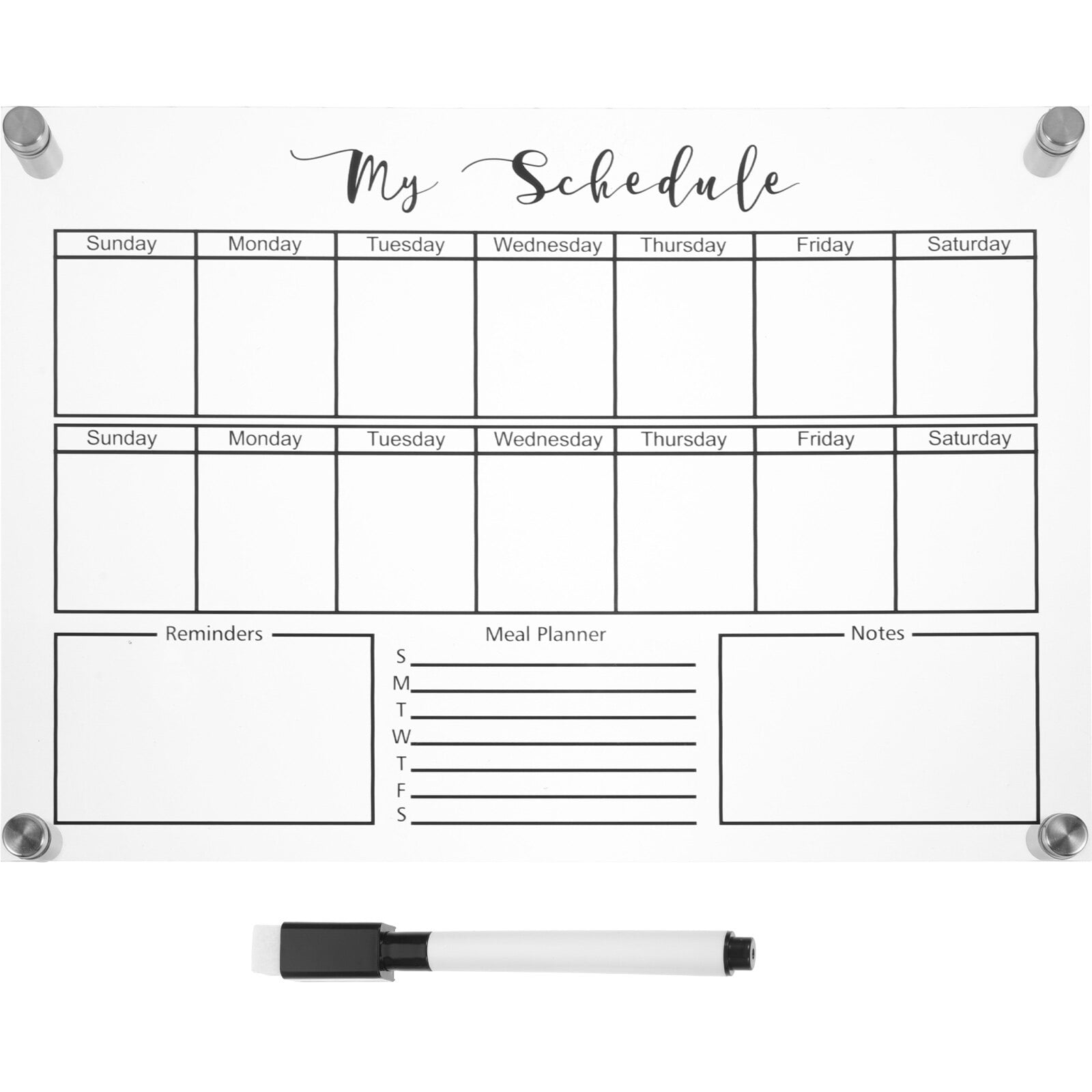 Weekly Planner Board Dry Erase Table Desk Whiteboard Magnetic For