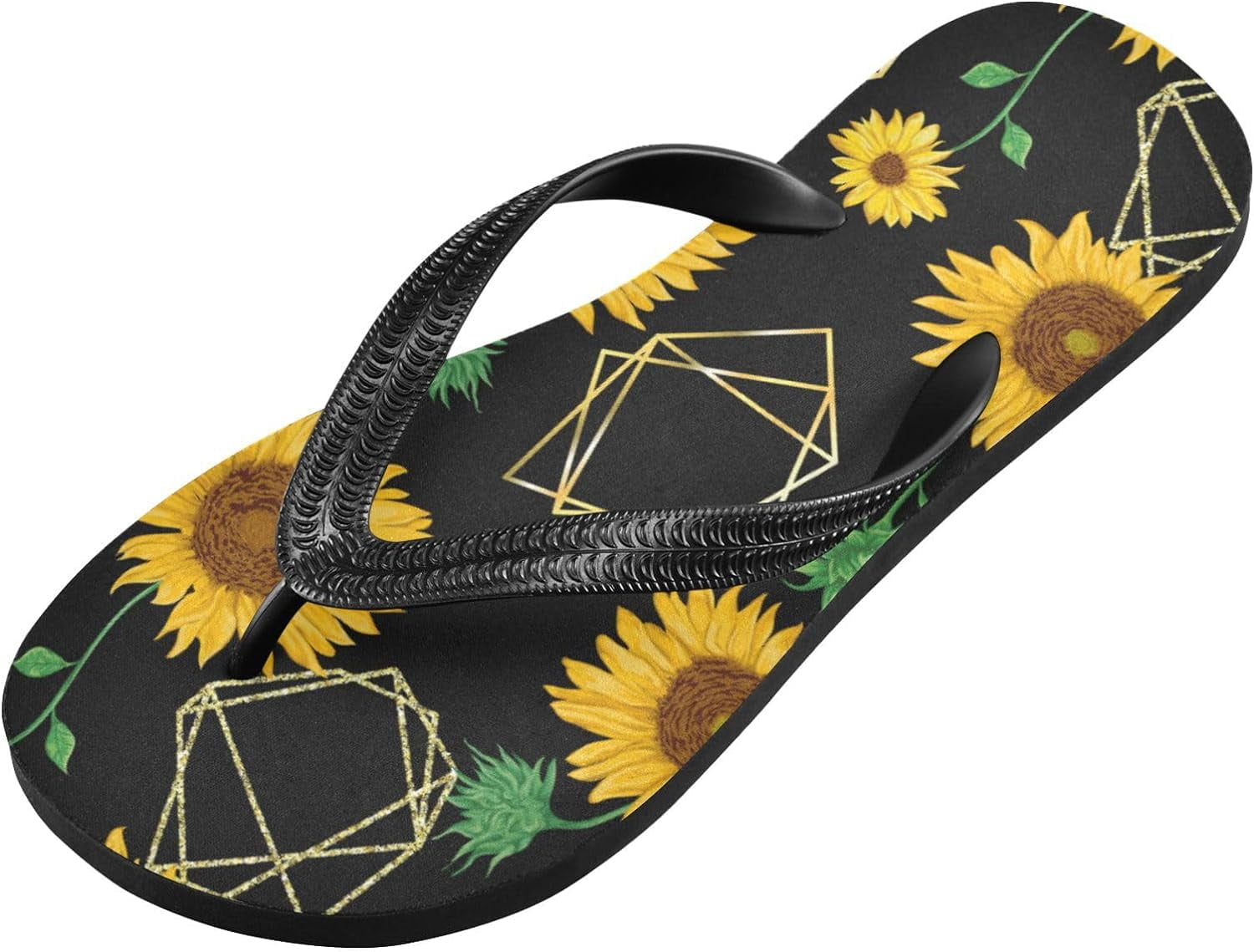 Wellsay Sunflower Flip Flops For Men Women Beach Casual Lightweight