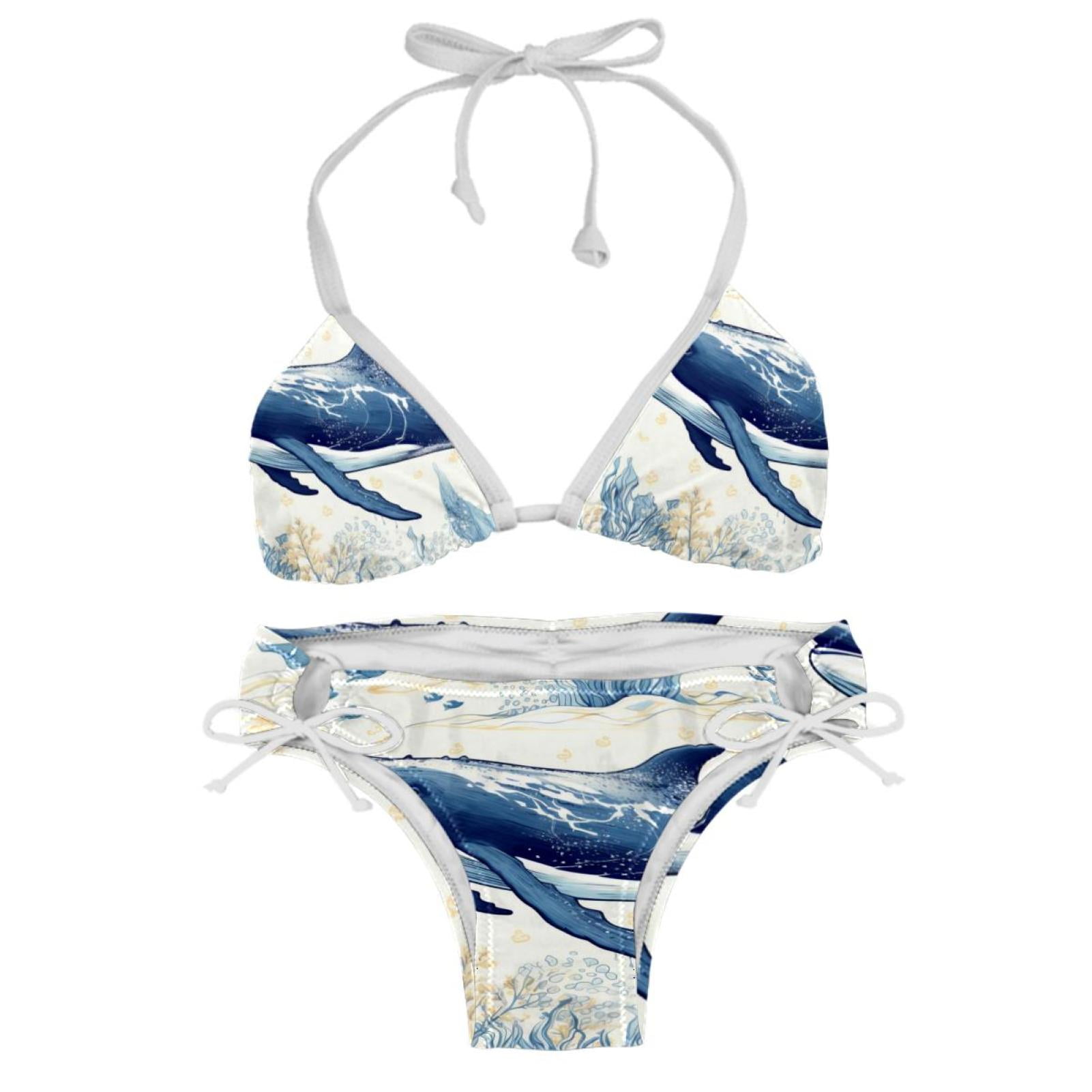 Whale Detachable Sponge Adjustable Strap Bikini Set Two Pack Swimsuit