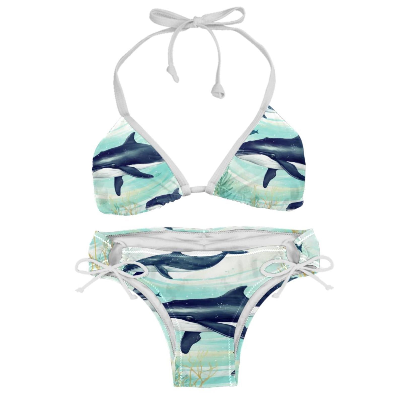 Whale Swimsuit Bikini Set With Detachable Sponge And Adjustable Strap