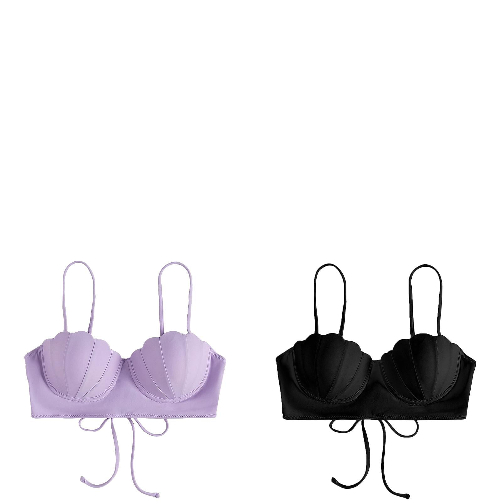 Wijhcboe 2 Pack Strappy Swim Suits With Shorts Seashell Bikini Top Swim 50s Swimsuits For Women