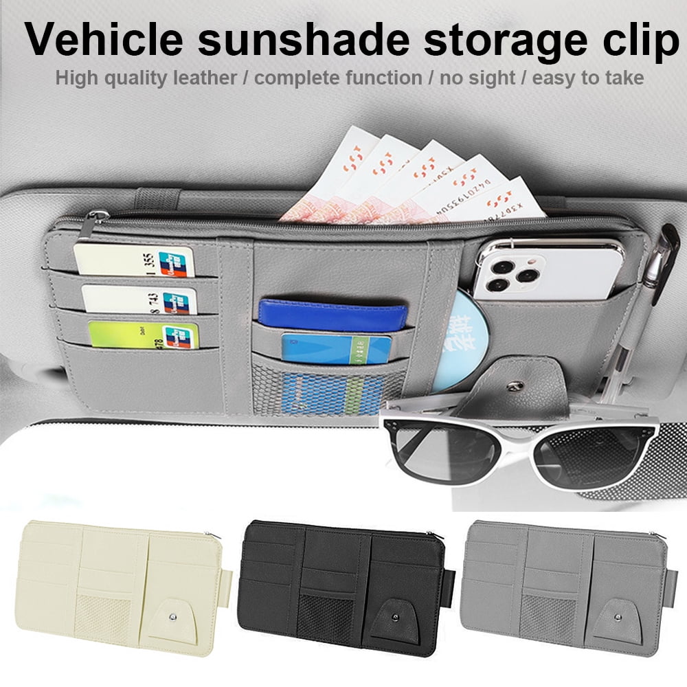 Willstar Multifunctional Leather Car Sun Visor Storage Bag Visor Cover