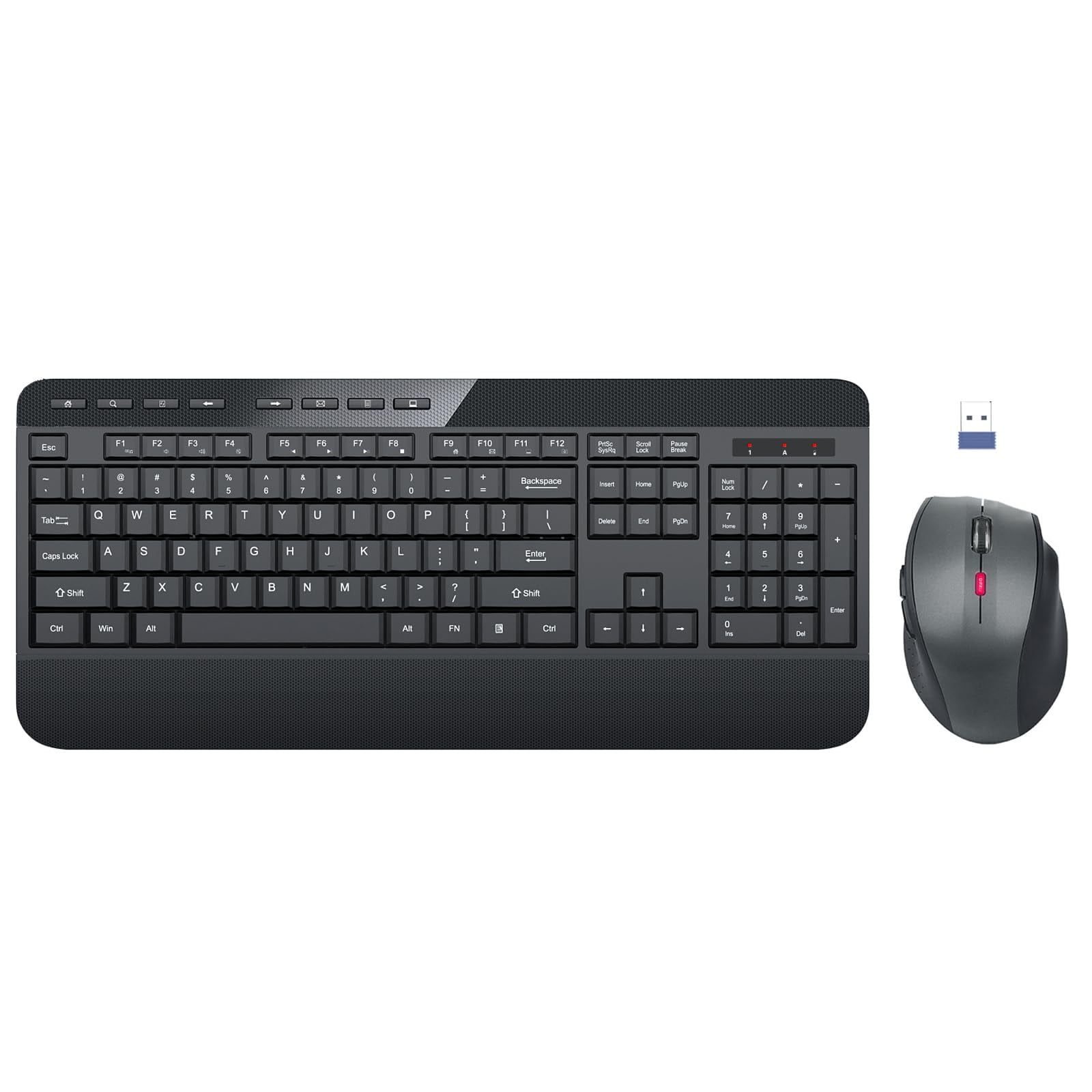 Wireless Keyboard And Mouse Combo With Wrist Rest Edjo Ghz Full