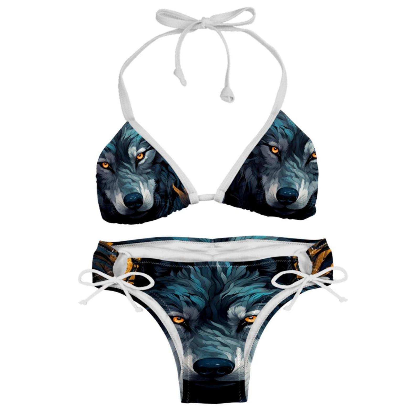 Wolf Women S Swim Suit Bikini Set With Detachable Sponge And Adjustable