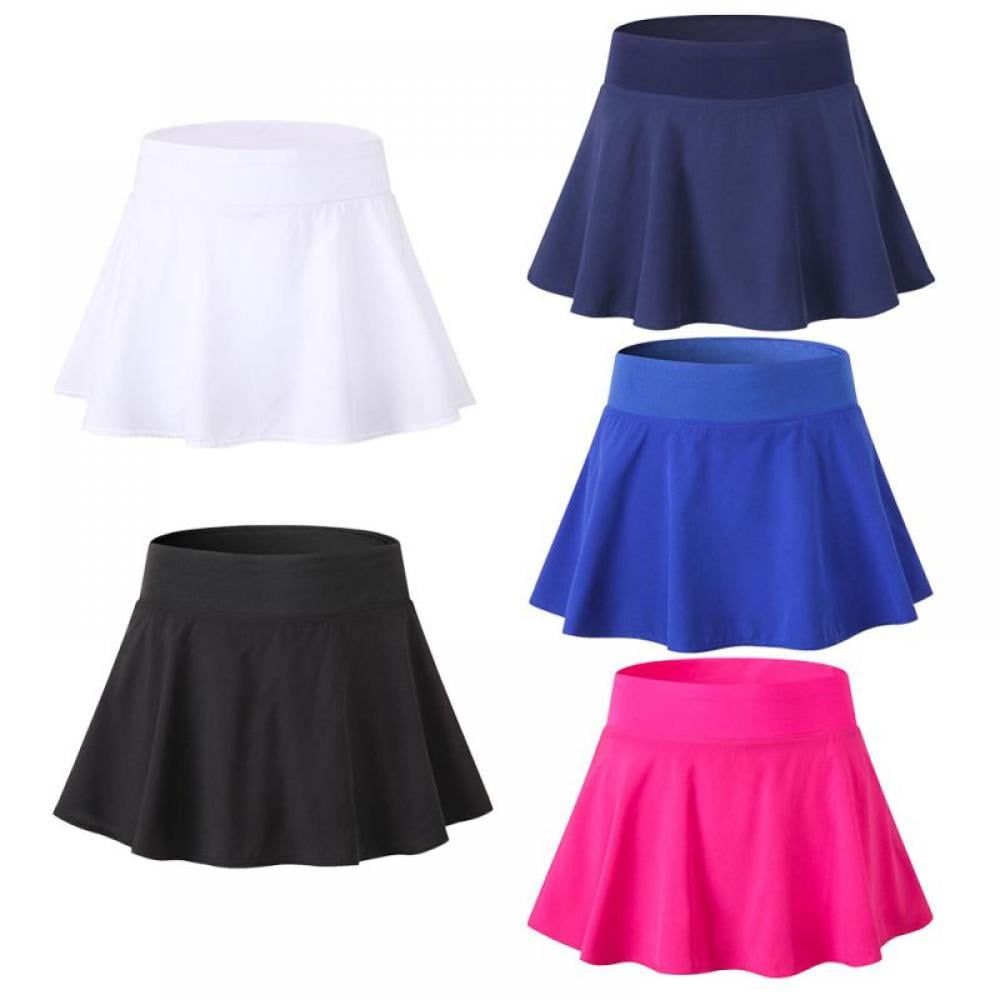 Women Lady Stretch High Waist Plain Skater Flared Pleated Swing Short