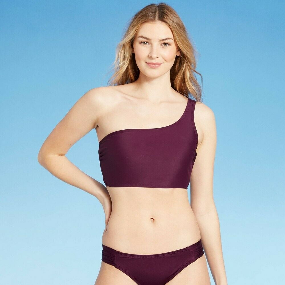 Women S Longline One Shoulder Bikini Top Kona Sol Atlantic Burgundy