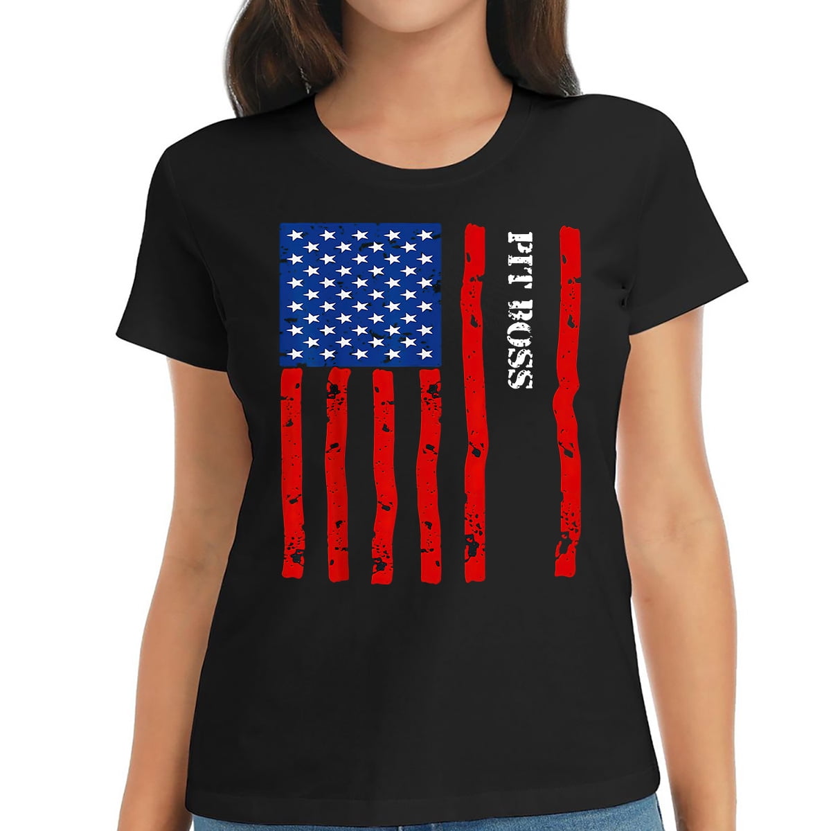 Womens Cool Pit Boss Accessories Things Stuff Usa Flag T Shirt Black