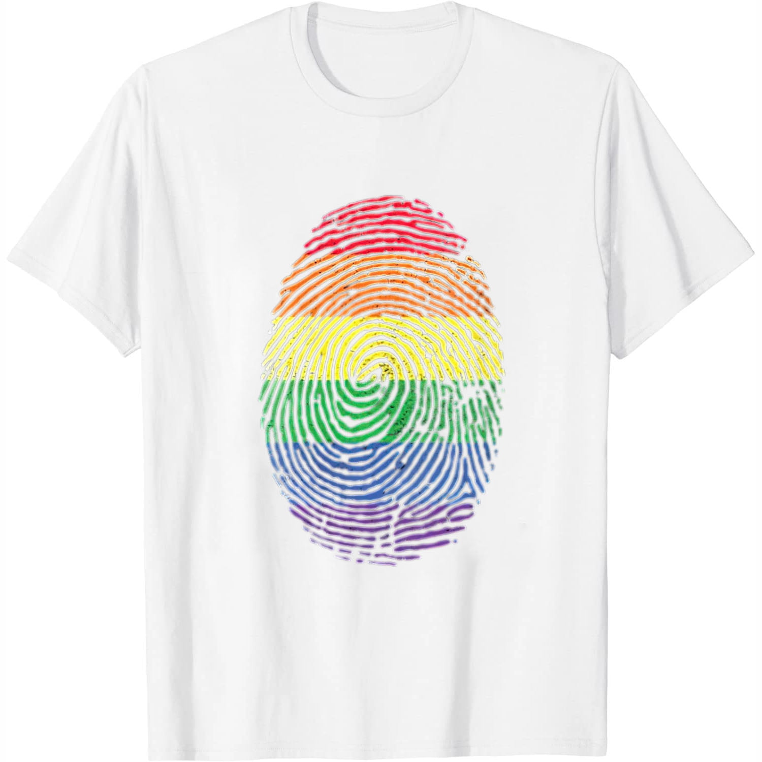 Womens LGBT Lesbian Gay Pride Fingerprint V Neck T Shirt White 2X Large