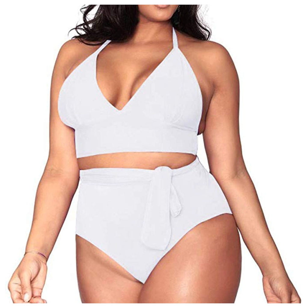 Womens Plus Size Bikini High Waisted Swimsuits Tummy Control Bikini Set