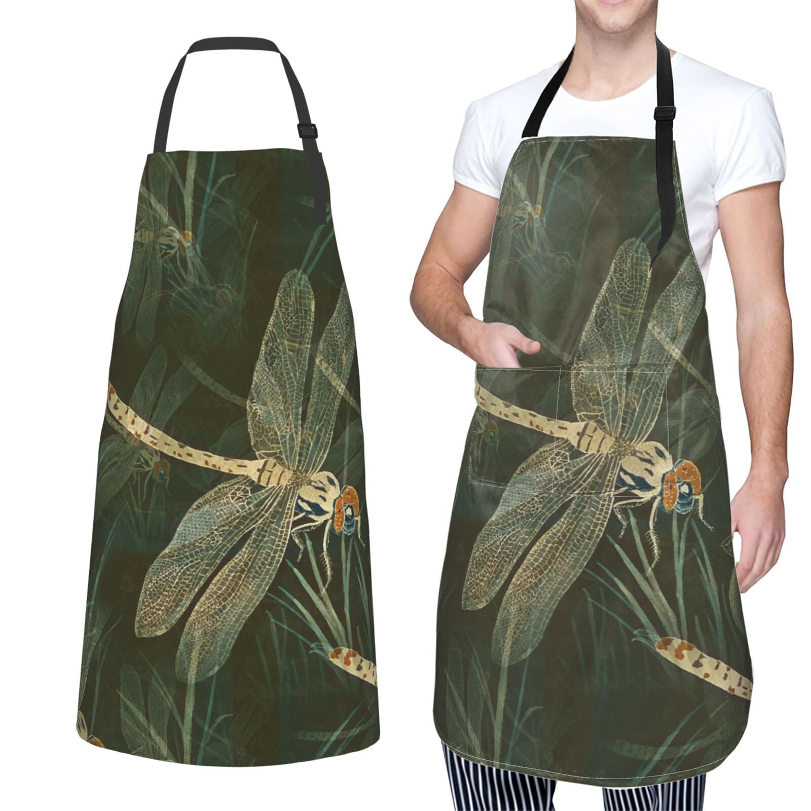 Xmxt Pcs Waterproof Kitchen Cooking Apron Dragonfly Insect Print