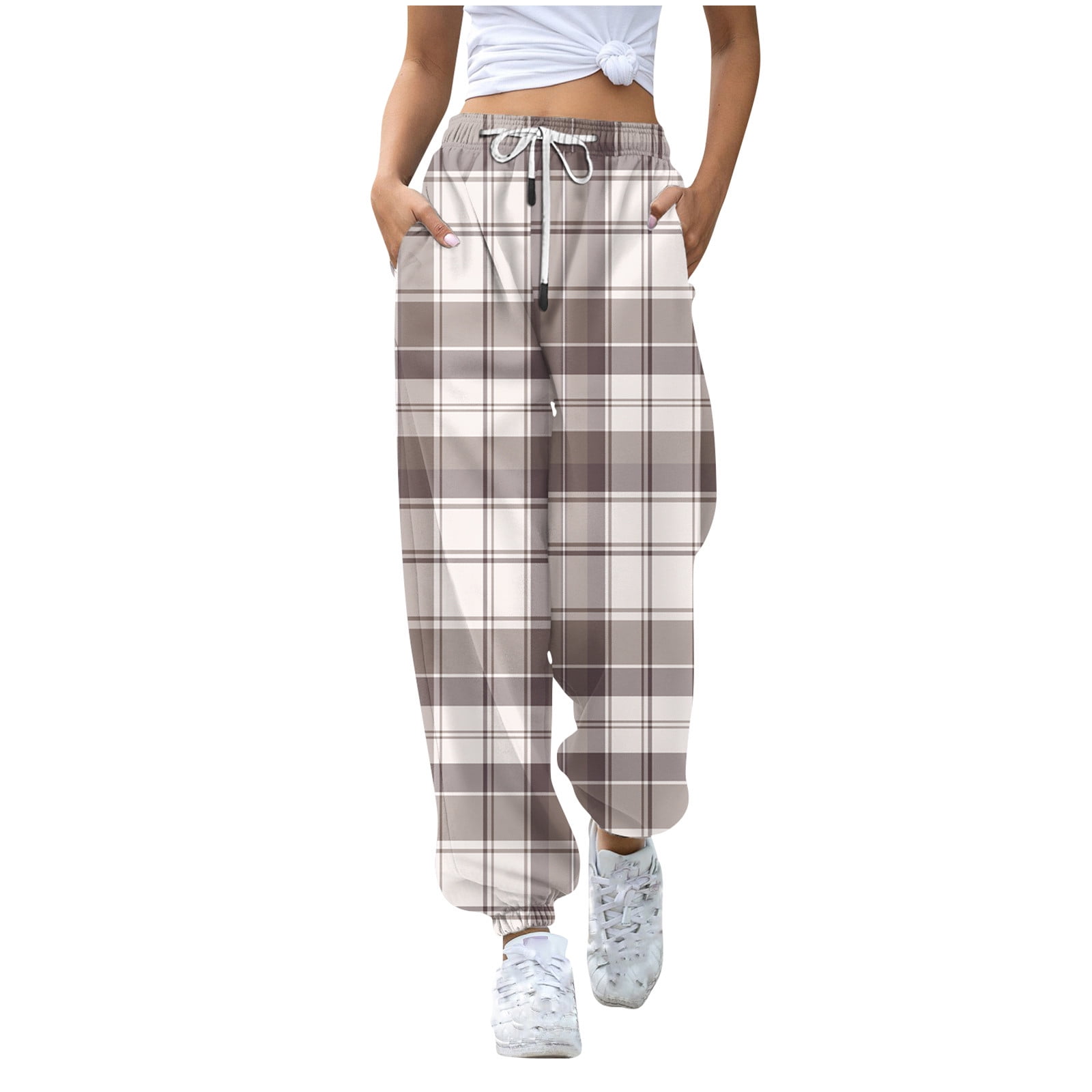 Ydkzymd Beige Sweatpants Women Athletic Tie Dye Elastic Waist Jogger