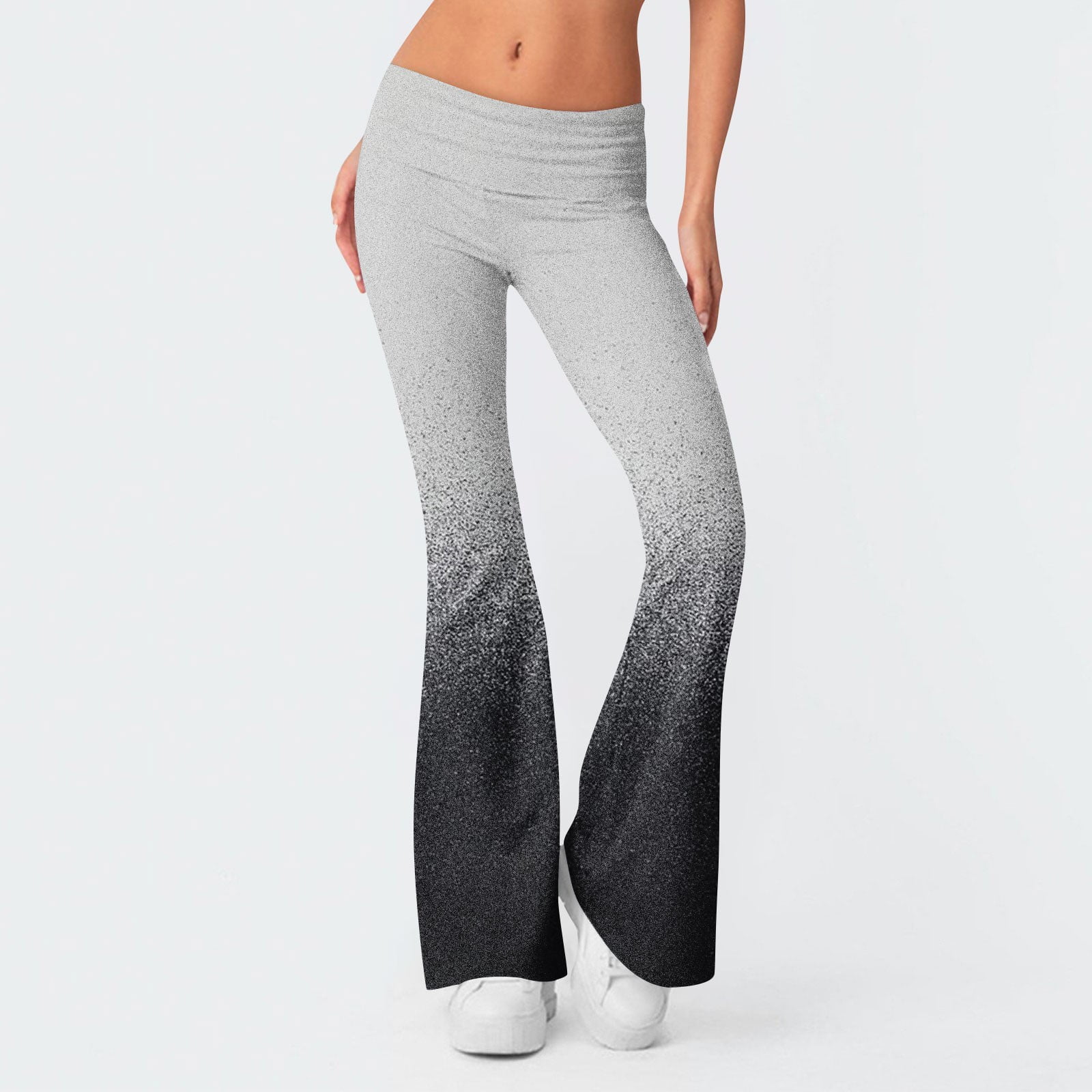 YDKZYMD Flare Leggings Fold Over Womens Butt Lift Yoga Tummy Control