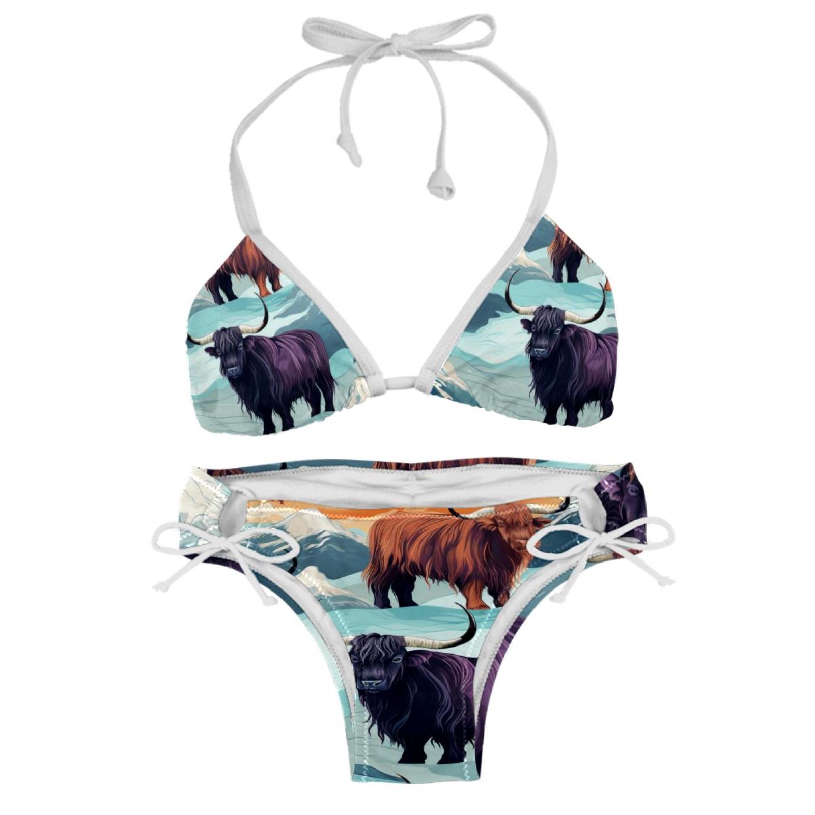 Yak Detachable Sponge Adjustable Strap Bikini Set Two Pack Swim Suits