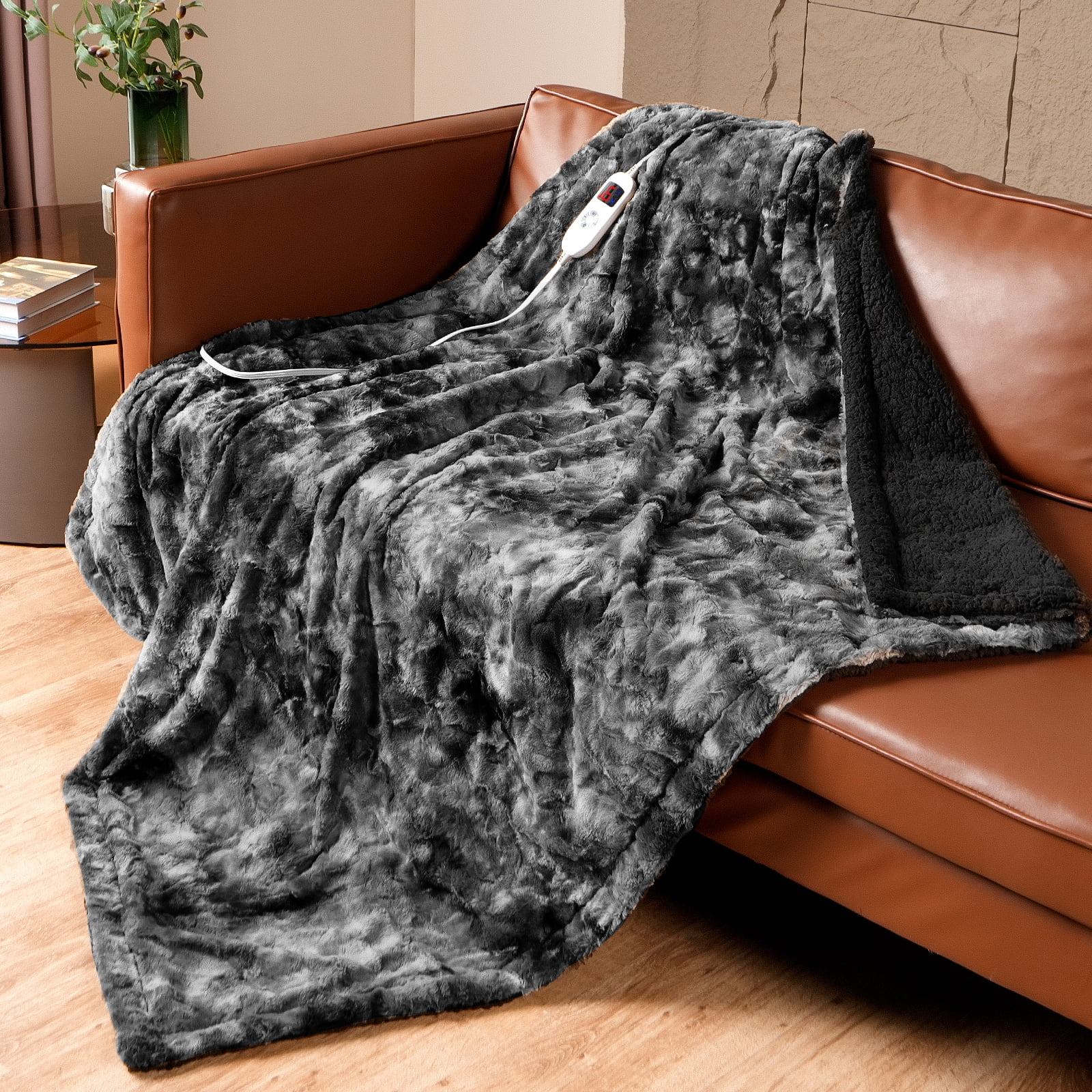 Yokimisu Electric Faux Fur Sherpa Blanket Throw X Fast