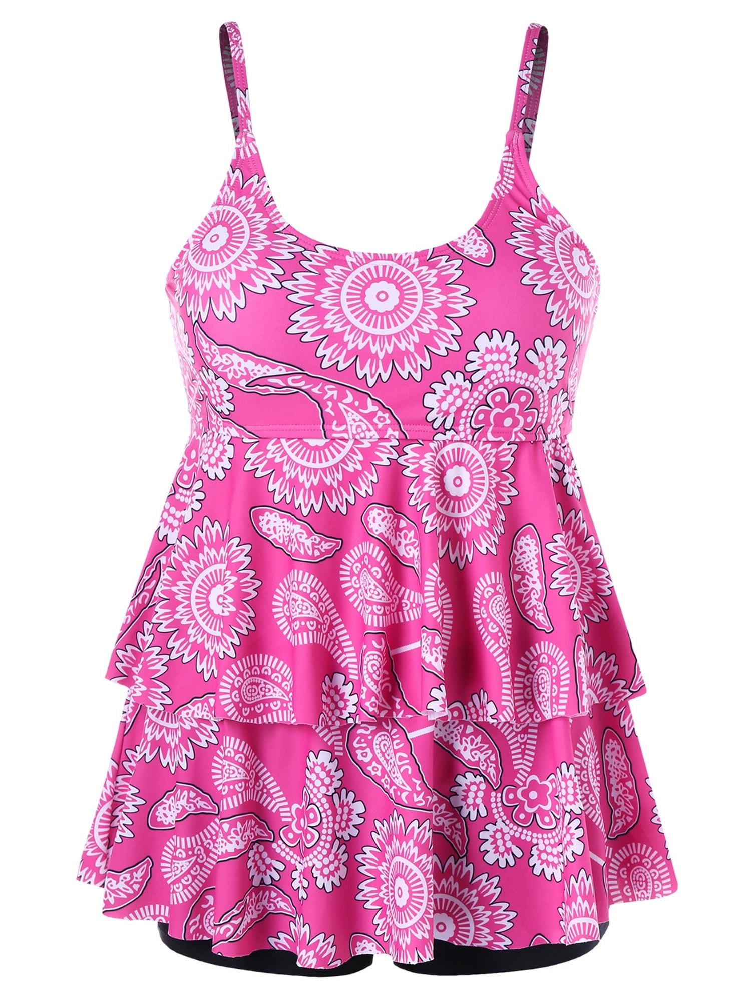 Yolossia Plus Size Womens Tankini Bikini Set Beachwear Bathing Costume Flowy Swimsuit Swimwear