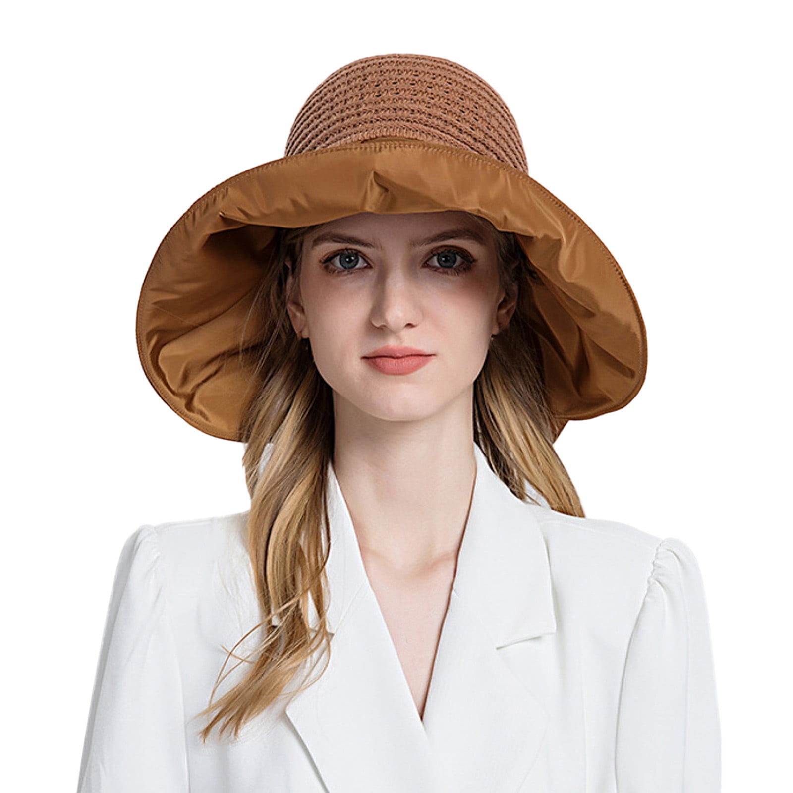 ZHIZAIHU Sun Hats For Women Wide Brim Fedora Straw Beach Hat For Women