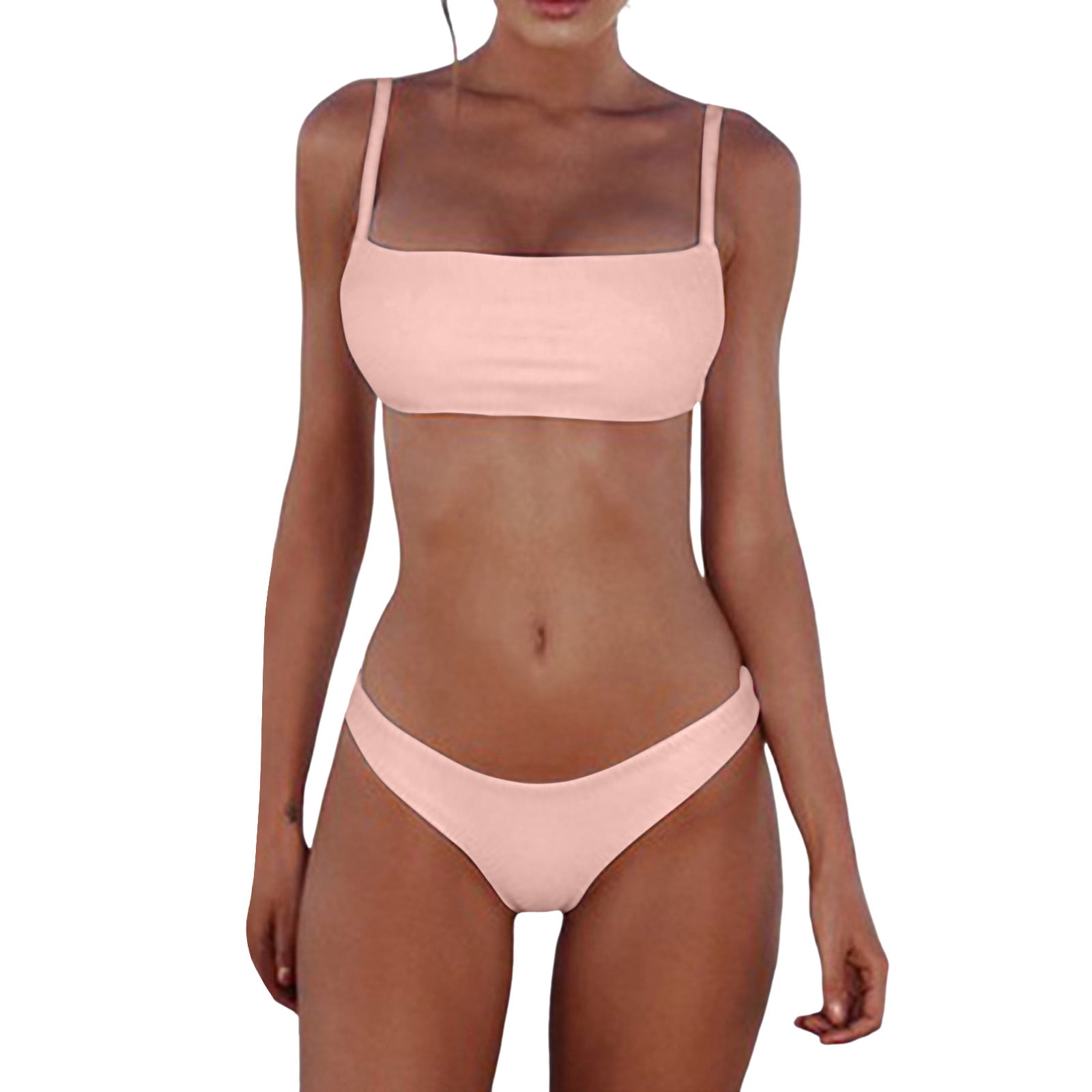 Zmhegw Womens Swimsuits Tummy Control Bandeau Bandage Two Piece Bikini