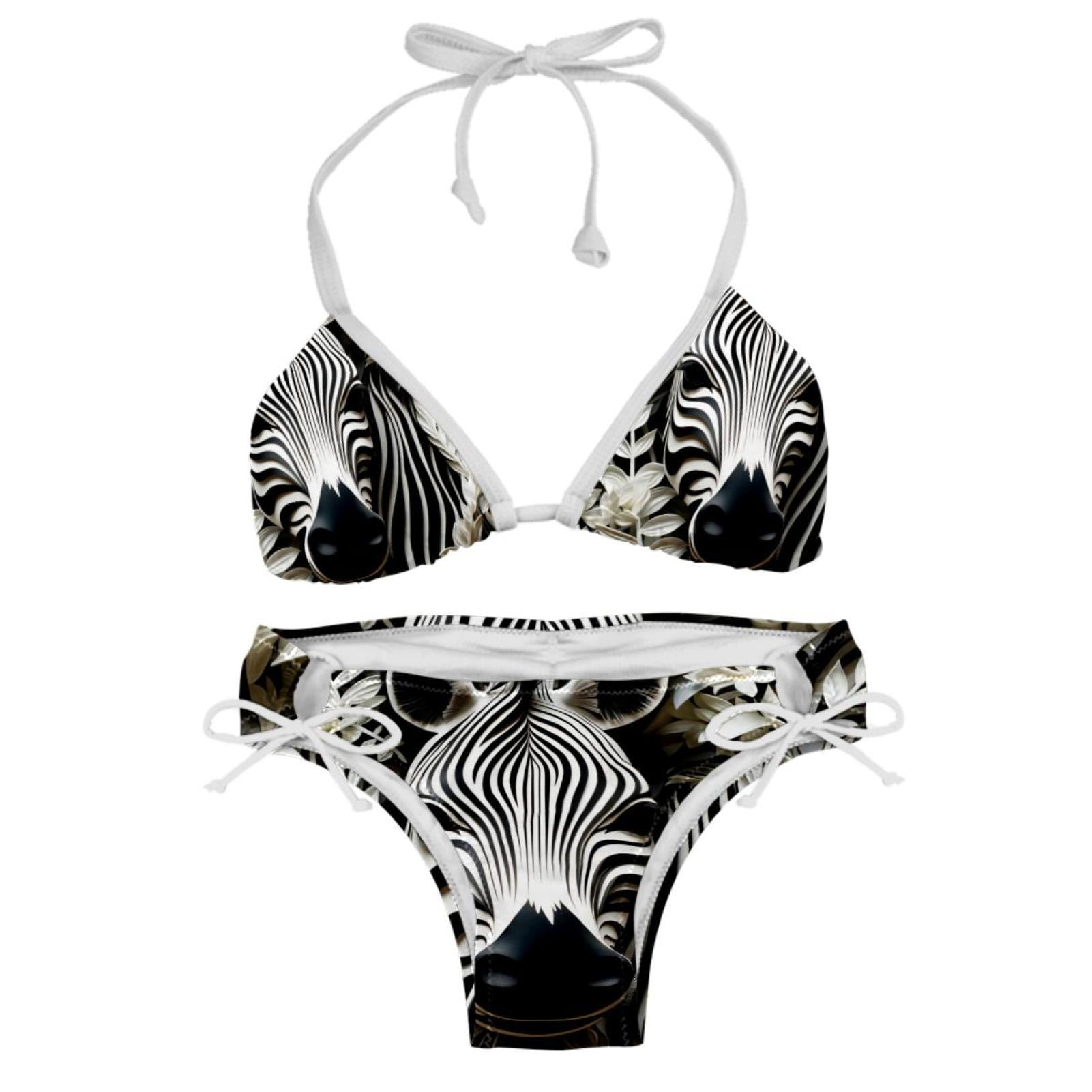 Zebra Detachable Sponge Adjustable Strap Bikini Set Two Pack Bikinis