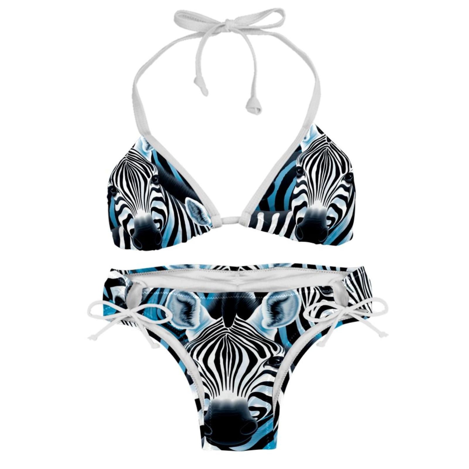 Zebra Detachable Sponge Adjustable Strap Bikini Set Two Pack Great For