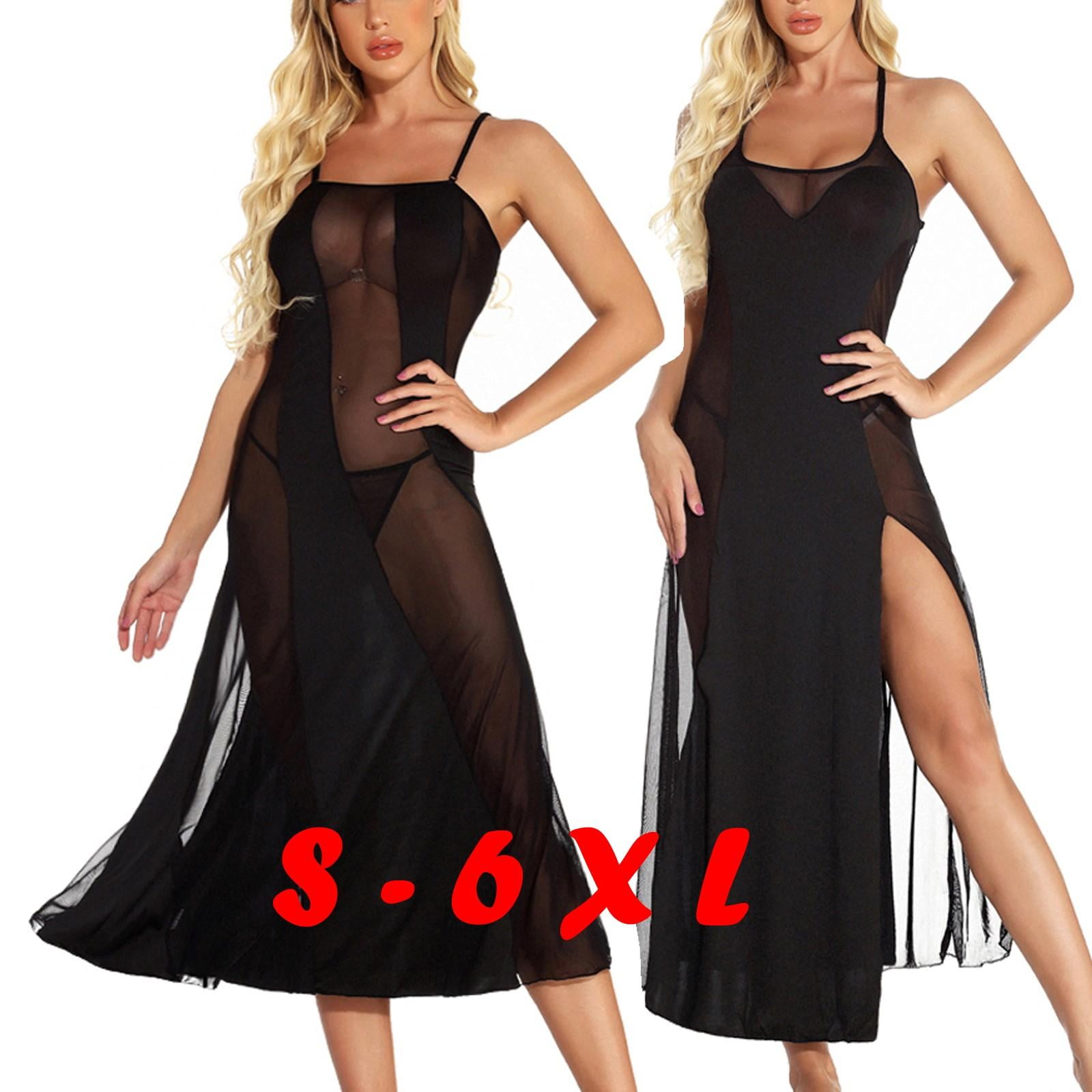 Bxjx Sexy Women Lingerie Sets Mesh Split Hem Long Dress Backless