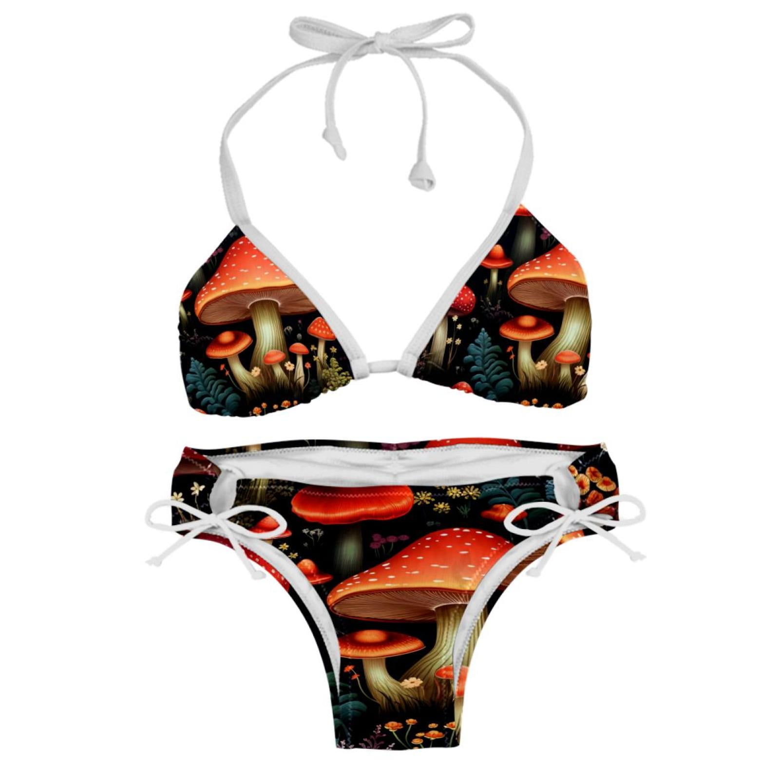 Mushroom Detachable Sponge Adjustable Strap Bikini Set Two Pack Swim