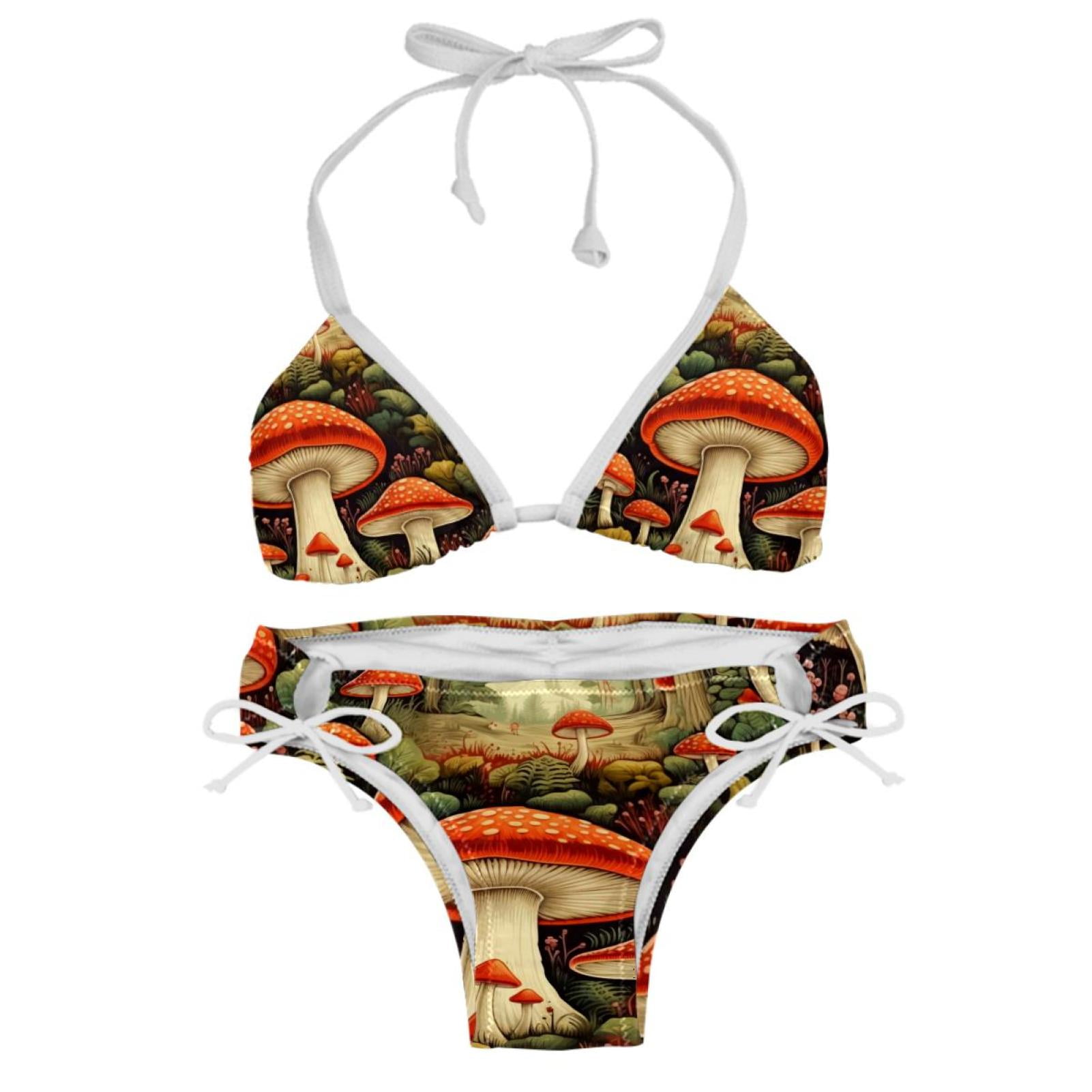 Mushroom Detachable Sponge Adjustable Strap Bikini Set Two Pack