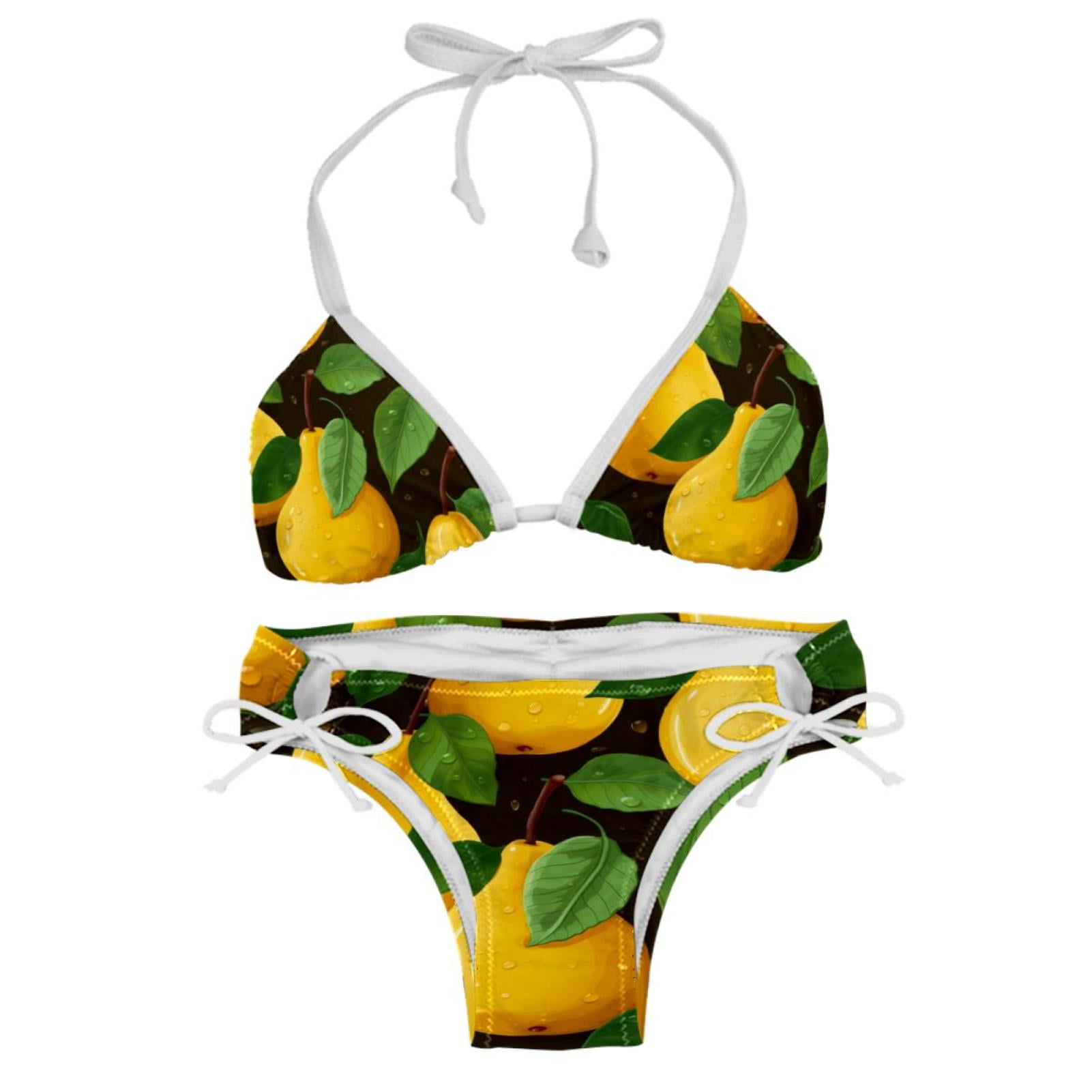 Pear Detachable Sponge Adjustable Strap Bikini Set Swim Wear 2 Pack