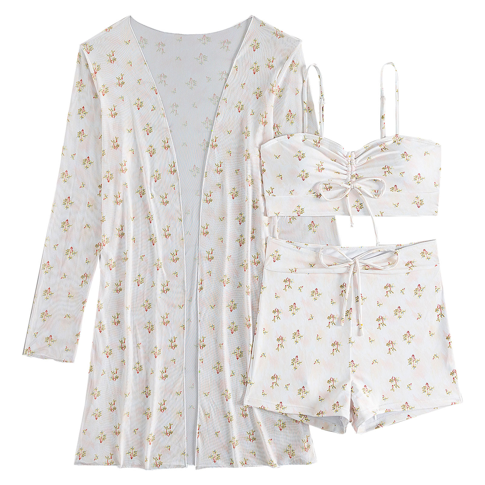 Snowsong Swim Suits Bikini Sets 3 Piece Swimsuit Drawstring Bikini Set