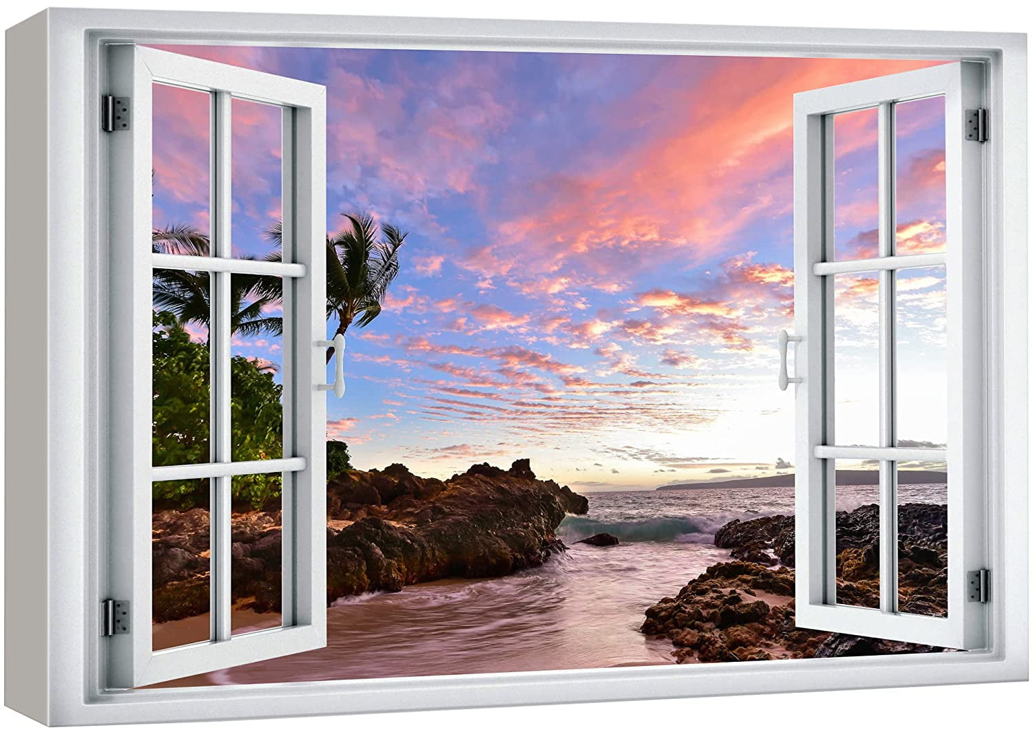 Wall Canvas Print Wall Art Window View Caribbean Tropical Island