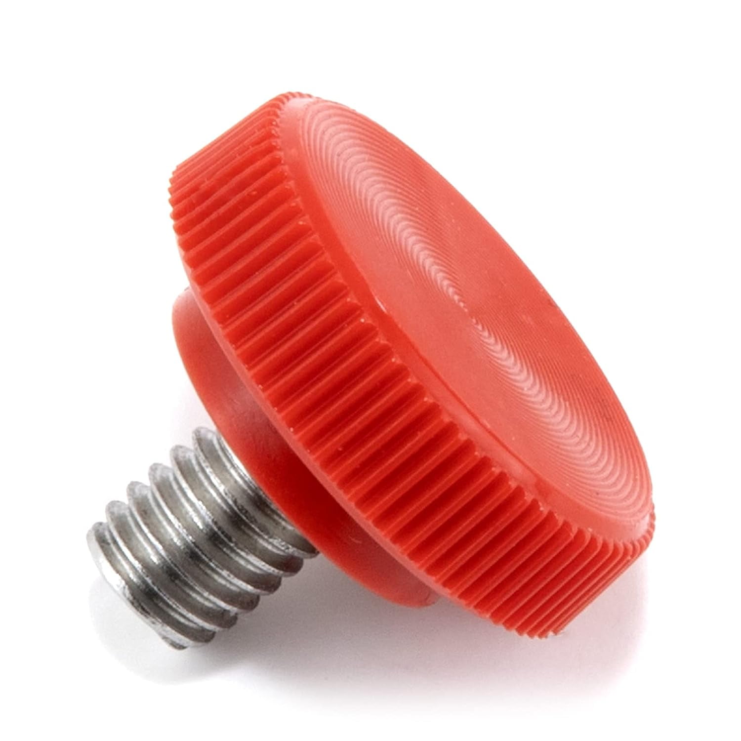 X Stainless Steel Red Knurled Round Plastic Knob Fine Thread