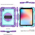 thumbnail image 2 of Feishell Case for iPad 10th Gen 10.9" 2022,360 Degree Rotation Kickstand Hand Strap Shockproof Armor Heavy Duty Rugged Three Layers Multi-Functional Cover with Adjustable Shoulder Strap,Purple+Blue, 2 of 9