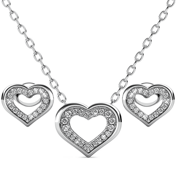Cate & Chloe Dominique 18k White Gold Plated Silver Jewelry Set with Swarovski Crystals for Women