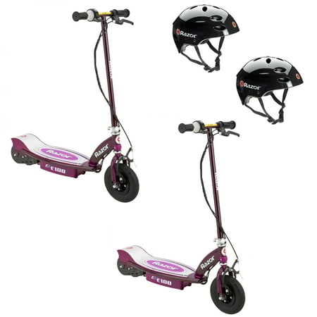 Razor E100 Rechargeable Electric Motor Kids Scooters, Purple (2 Pack) +