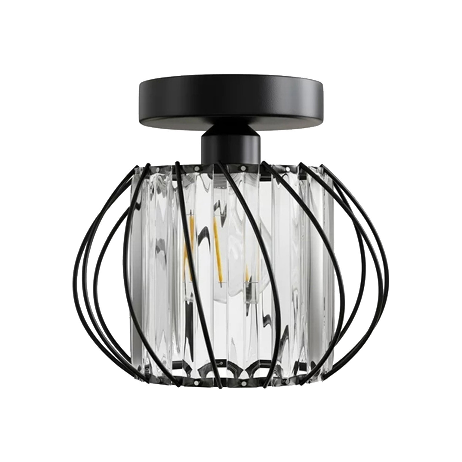 Semi Flush Mount Ceiling Light Industrial Metal Cage Ceiling Lamp