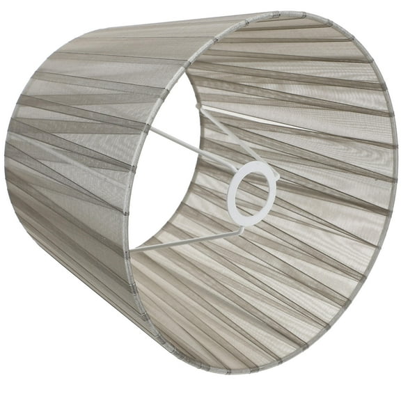 Worgeous Drum Lampshade Replacement Grey Organza Ribbon For Table Lamp 1Pack