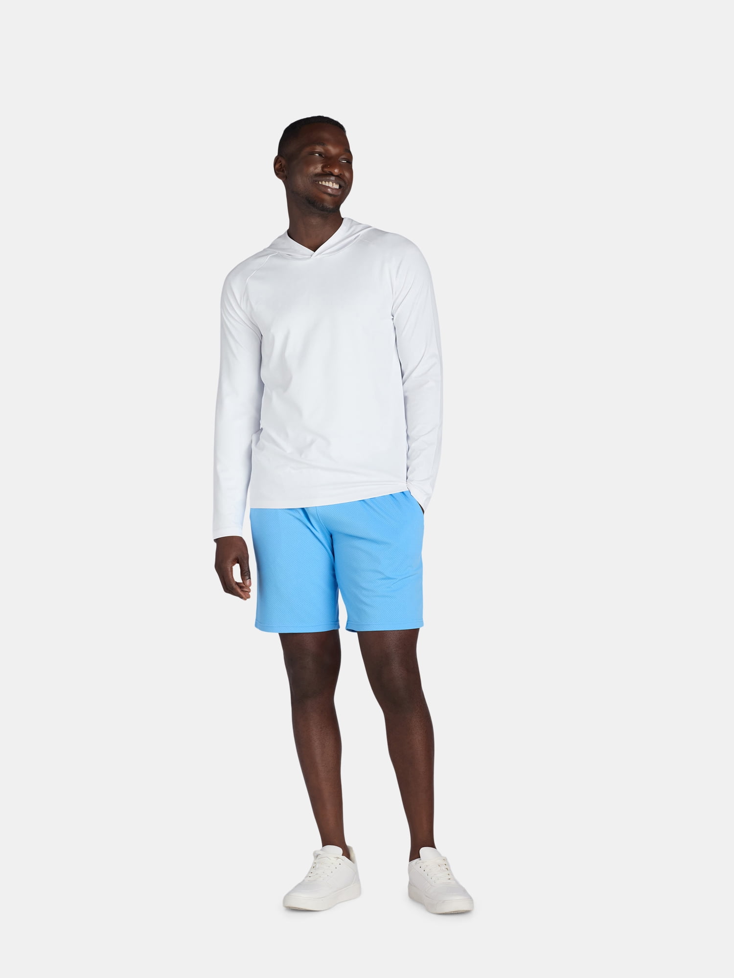 George Men’s & Big Men's Hooded Long Sleeve Sun Shirt with UPF50+, Sizes S-3XL