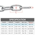 thumbnail image 2 of Unique Bargains 304 Stainless Steel Coil Chain, 1/4 Inch x 16.4 Ft, Metal Plain Link Chain, Rustproof Hardware Cable, 2 of 7