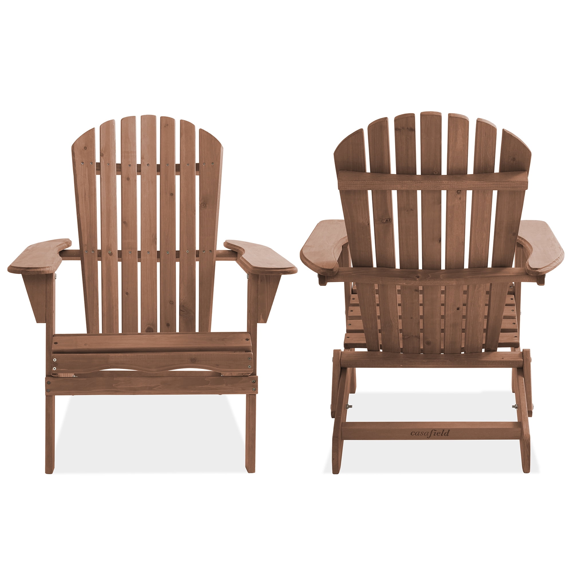 Casafield Folding Adirondack Chairs, Set of Two Cedar Wood Outdoor Fire Pit Lounge Chairs for Patio, Deck, Lawn and Garden Seating, Partially Pre-Assembled - Espresso