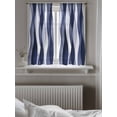 thumbnail image 5 of Navy Blue Tier Curtains 45 Inch Length,Sheer Curtains for Bedroom Living Room Window Modern Moire Abstract Ripple Geometric Rod Pocket Drapes Kitchen Curtains Small Half Window 27.5"x45" 2 Panels, 5 of 7